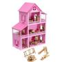 Imagem de Casinha de Boneca Polly Rosa e Pink + 36 Móveis + parquinho + Nome Montada