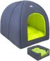 Imagem de Casinha Iglu Neon Green 2x1 Avuk Pet Para Cachorro e Gato Com Almofada 