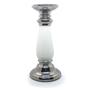 Imagem de Castiçal de Cerâmica Porta Velas Prata c/ Branco 26 cm