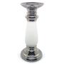 Imagem de Castiçal de Cerâmica Porta Velas Prata c/ Branco 26 cm