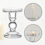Imagem de Castiçal de Vidro Porta Vela Enfeite Decoração Mesa Elegante Suporte Transparente