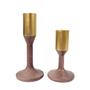 Imagem de Castiçal Marrom E Dourado Candelabro Resina Kit 2Pc