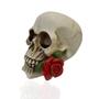 Imagem de Caveira Decorativo Para Decoração Crânio Enfeite Rosas Grande Skull Halloween Esqueleto de Resina