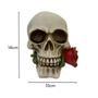 Imagem de Caveira Decorativo Para Decoração Crânio Enfeite Rosas Grande Skull Halloween Esqueleto de Resina
