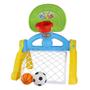 Imagem de Centro Esportivo Infantil rede Basquete e trava Futebol Didático 2 em 1 com bola de futebol e de basquete brinquedo interativo