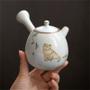 Imagem de Cerâmica Ru Kiln Cute Cat Teapot Creative Retro Household Side Handle Tea Pot Porcelana Chinesa Kung Fu Kettle Drinkware Tea Set Bules