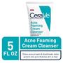 Imagem de CeraVe Acne Espumaing Cream Cleanser  Tratamento de Acne Lavagem Facial com 4% de Peróxido de Benzoílico, Ácido Hialurônico e Niacinamida  Fórmula creme para espuma  5 Oz