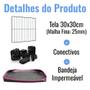 Imagem de Cercado 90x120x30 Cm Preto com Teto Tela 2,5x15cm Bandeja Nylon Preto