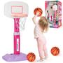 Imagem de Cesta de basquete infantil GMAOPHY rosa interna/externa com 3 bolas