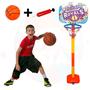 Imagem de Cesta De Basquete Infantil Pedestal Regulável + Bola de Basquete E Bomba De Ar