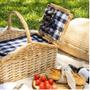 Imagem de Cesta De Picnic Madely Xadrez Marinho 40X28x20cm - Copa & Cia