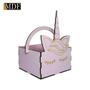 Imagem de Cesta de Unicornio com Alça para Decoração Kit 5 Un. Mdf Madeira Gel Rosa