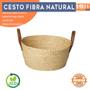 Imagem de Cesta Organizadora Palha Multiuso em Fibra Natural 24x11 cm Mocca com Alça