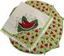 Imagem de Cesta para paes e lanches , dobrável, em tecido lavável com protetor de insetos, artesanal com estampa de melancia