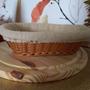 Imagem de Cesta Porta Pão 24x17cm Oval Rattan Plástico Forro Tecido Cesto Lyor