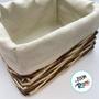 Imagem de Cesta Retangular com Tecido M - Bege - 25x20x14cm - 1 unidade - Rizzo