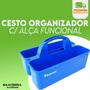 Imagem de Cestinha Cesto Funcional Azul Organizador de Produtos de Limpeza Acessórios Obra Alça Multifunção