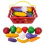 Imagem de Cestinha de Compras Brincadeira Infantil com 12 itens Legumes e Frutas