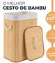 Imagem de Cesto Bambu Retangular Para Roupas Lavanderia - Elegância e praticidade