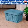 Imagem de Cesto Caixa Organizadora Rattan Grande Com Tampa 33 Litros (46x34x24)