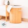 Imagem de Cesto de Bambu Redondo com Forro de Tecido - 35x35x60cm - 1 unidade - Rizzo
