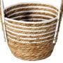Imagem de Cesto de Fibra Natural Branco C/ Alça Médio Ø26x20cm p/ Organização Decoração