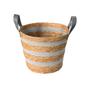 Imagem de Cesto de Fibra Natural C/ Algodão C/ Alça Ø28x22cm p/ Organização Decoração 3003