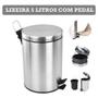 Imagem de Cesto De Lixo 5lts 100% Inox C/ Pedal Banheiro E Cozinha