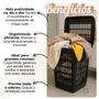 Imagem de Cesto de Roupa Grande 30 ou 60L Para Lavanderia Organizador Retangular Telado com Tampa Resistente