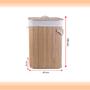 Imagem de Cesto de Roupa Suja 70 LITROS Lavanderia Bambu Tampa Retangular Forrado Quarto Banheiro Dobrável