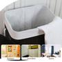 Cesto de roupa suja de bambu com tampa e alças 50 litros organizador lavanderia brinquedos - KONTUZ HOME Imagem de Cesto de roupa suja de bambu com tampa e alças 50 litros organizador lavanderia brinquedos