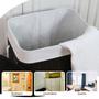 Cesto de roupa suja de bambu com tampa e alças 50 litros organizador lavanderia brinquedos - KONTUZ HOME Imagem de Cesto de roupa suja de bambu com tampa e alças 50 litros organizador lavanderia brinquedos