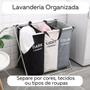 Imagem de Cesto De Roupa Suja Dobrável Organizador 3 Compartimentos