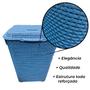 Imagem de Cesto De Roupa Suja Grande Rattan Telado Organizador Resistente Lavanderia 72 Litros Azul