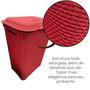 Imagem de Cesto De Roupa Suja Grande Rattan Telado Organizador Resistente Lavanderia 72 Litros Vermelho