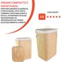 Imagem de Cesto de Roupas de Bambu 72L com Alças  Dobrável, Ecológico e Resistente