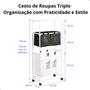Imagem de Cesto de Roupas Sujas Triplo Multiuso Com RODAS Lavanderia Banheiro Organização