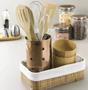 Imagem de Cesto Organizador com Forro Tecido 25x15x8cm Retangular Bambu Natural