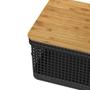 Imagem de Cesto Organizador Grid Tampa Bambu Preto 8 Litros 29X23x15.6Cm - Ou