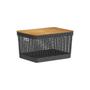 Imagem de Cesto Organizador Grid Tampa Em Bambu Preto 20 Litros 38X28x22.2Cm - Ou