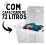 Imagem de Cesto P/ Roupa Suja Retangular 72 Lts Rattan C/ Tampa Branco