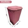 Imagem de Cesto Para Roupa Suja Retangular 72 Litros Com Tampa Rattan - ROSÊ