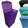 Imagem de Cesto Para Roupa Suja Retangular 72 Litros Com Tampa Rattan - ROXO