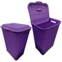 Imagem de Cesto Para Roupa Suja Retangular 72 Litros Com Tampa Rattan - ROXO