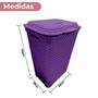 Imagem de Cesto Para Roupa Suja Retangular 72 Litros Com Tampa Rattan - ROXO