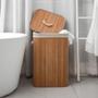 Imagem de Cesto Roupa Suja Bambu Dobravel Desmontavel Organizacao Banheiro Lavanderia 45 Litros 35 x 25 x 50cm