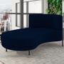 Imagem de Chaise Longue Divã 164cm Braço Direito Logus D06 Veludo Azul - Mpozenato