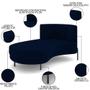 Imagem de Chaise Longue Divã 164cm Braço Direito Logus D06 Veludo Azul - Mpozenato