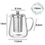 Imagem de Chaleira Bule De Vidro Com Infusor E Tampa Inox Chá 750ml - FRATELLI