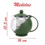 Imagem de Chaleira Bule De Vidro E Plástico Para Chá Com Infusor Interno 750ml